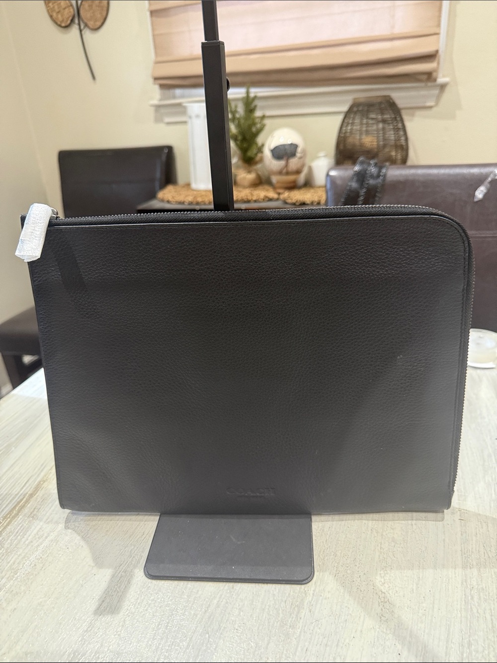 Coach Black Leather Zip Tablet Pouch/Sleeve